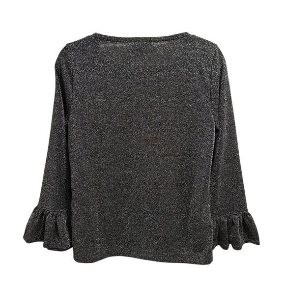 J. Crew Sparkle bell sleeve black and silver metallic top New with Tags Medium - Picture 10 of 14